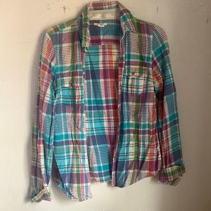 American eagle spring plaid button up shirt